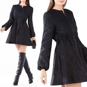 BCBG Maxazria Alcott floral jacquard textured black jacket coat size Small S